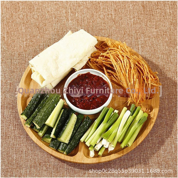 päťpriehradkový tanier na ovocie z bambusu, drevený, moderný minimalistický dizajn