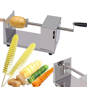 Ručný stroj na zemiaky v tvare tornáda so spirálnym rezom na zeleninu, nerezová oceľ, model XY100, uvedený na trh jesenn 2020