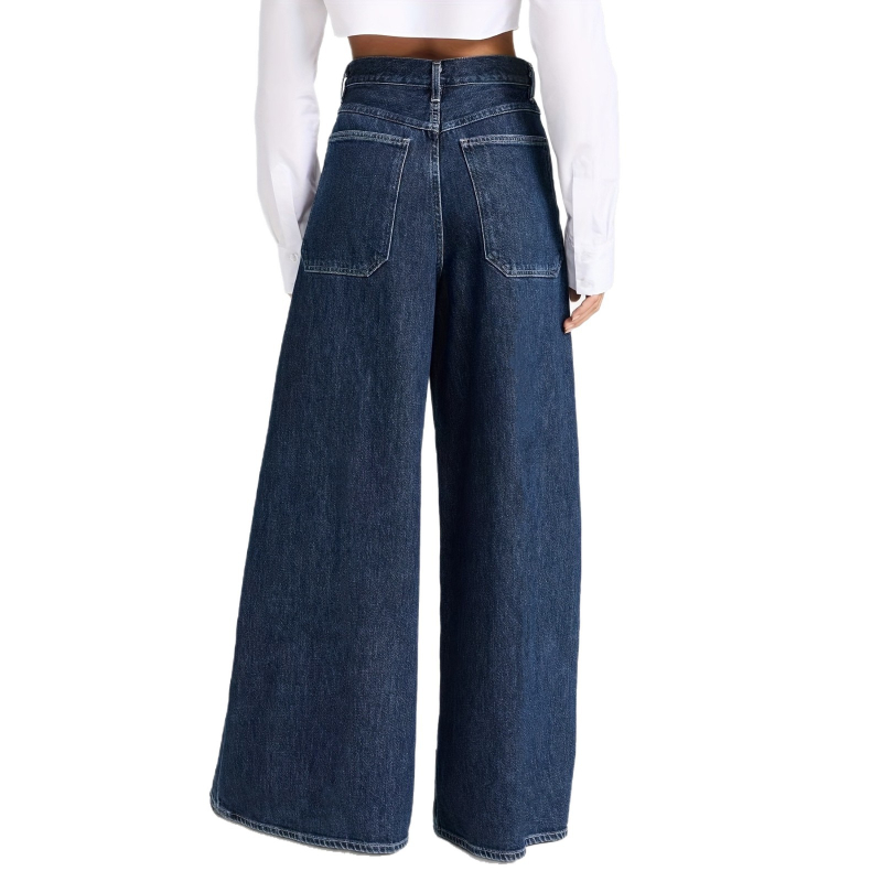 Traperice: široke nogavice, srednji struk, denim, 70–80% pamuk, duge hlače