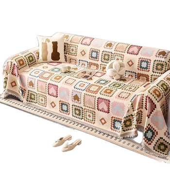 Κάλυμμα καναπέ Chenille, τεσσάρων εποχών, αντιολισθητικό, ενιαίο κάλυμμα για γωνιακό καναπέ, μποέμ στυλ με μοτίβο καρτούν