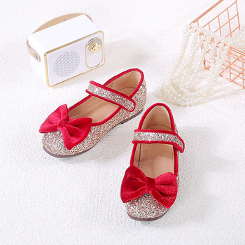 Dievčenské topánky pre princezné s flitrovou mašličkou (PU vrchný diel; vek 4–12 rokov; Pôvod Huizhou, Guangdong)