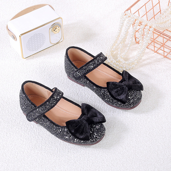 Dievčenské topánky pre princezné s flitrovou mašličkou (PU vrchný diel; vek 4–12 rokov; Pôvod Huizhou, Guangdong)