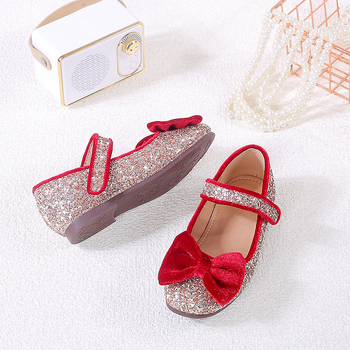 Dievčenské topánky pre princezné s flitrovou mašličkou (PU vrchný diel; vek 4–12 rokov; Pôvod Huizhou, Guangdong)