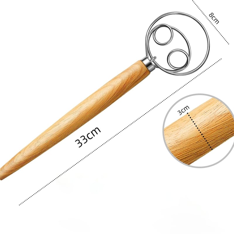 Bătător de ouă cu mâner din stejar, corp din oțel inoxidabil, acționare manuală