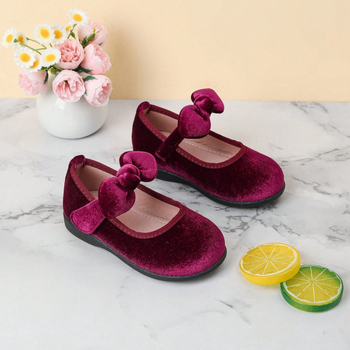 Dječje cipele za djevojčice u retro stilu s čvorom leptira, Velcro zatvarač, niski vrh; Gornji materijal: Super Fiber; Potplat: Guma; Uložak: PU