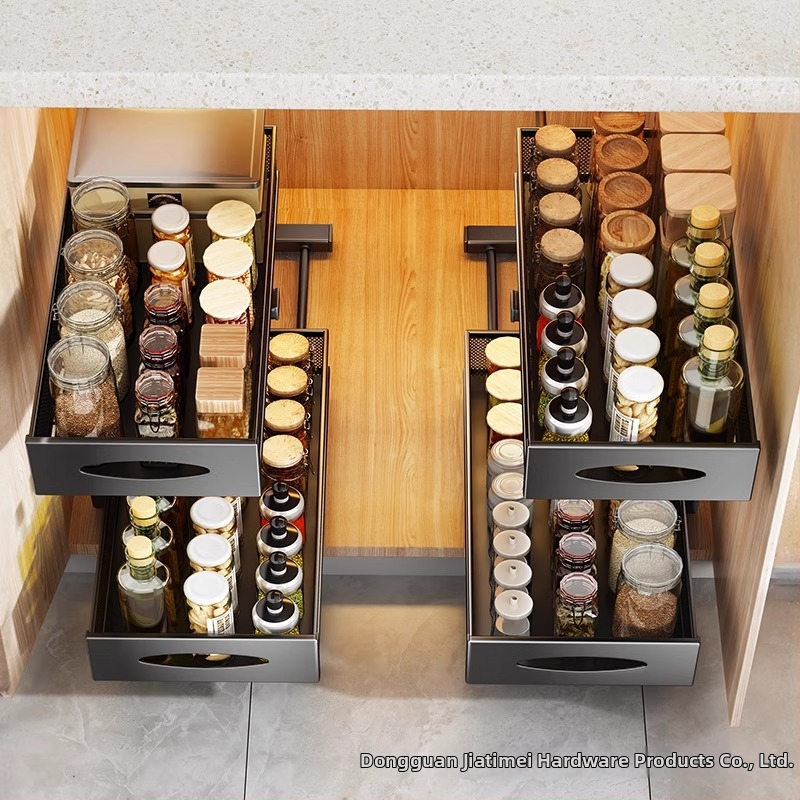 Virtuvės plautuvės laikymo stovas, reguliuojamas korpusas spintoje, daugiasluoksnis ištraukiamas laikymas