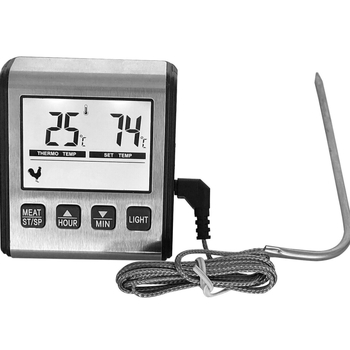 Digitálny teplomer na gril Hongda TP710 s časovačom, podsvietením a alarmom, rozsah teploty -50 až +300 °C