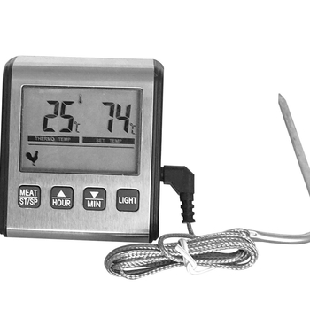 Digitálny teplomer na gril Hongda TP710 s časovačom, podsvietením a alarmom, rozsah teploty -50 až +300 °C