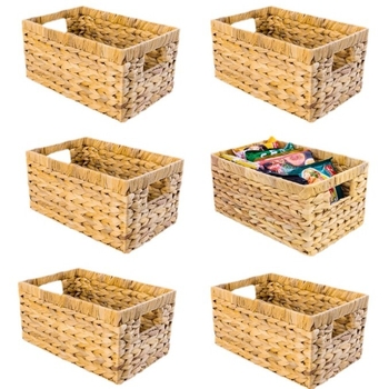 Stolový úložný kôš – pletený z ratanu a slamy, moderný minimalistický štýl