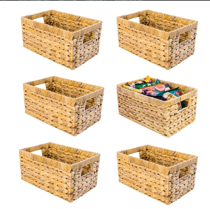 Stolový úložný kôš – pletený z ratanu a slamy, moderný minimalistický štýl