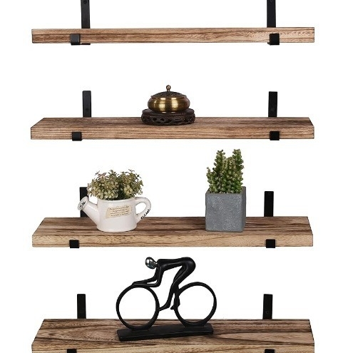 Nástenný viacúčelový regál z masívneho dreva, plávajúci polic, moderný jednoduchý štýl, vhodný do obývačky, spálne, balkóna alebo kúpeľne