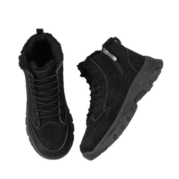 Γυναίκείες χειμωνιάτικες μπότες με PU δερμάτινο επάνω μέρος, βαμβακερή επένδυση, PU πάτος, καουτσούκ σόλα, στρογγυλό δάχτυλο, χαμηλό τακούνι