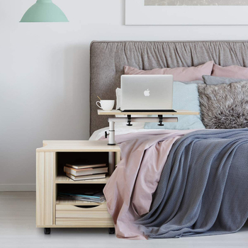 Nočné stolíky do spálne s 360° otočnou doskou, nastaviteľné a s zásuvkou, multifunkčné