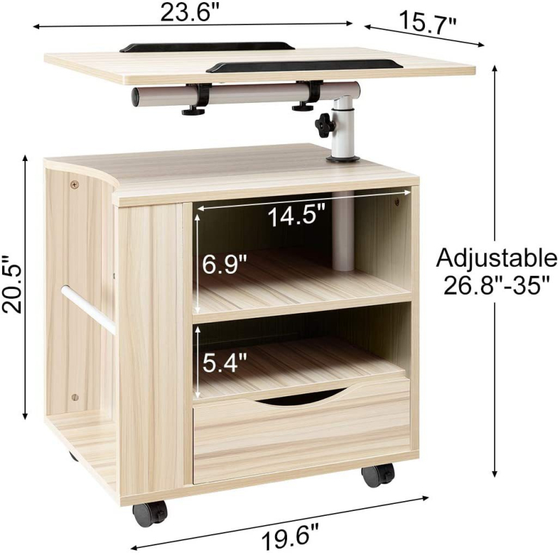 Nočné stolíky do spálne s 360° otočnou doskou, nastaviteľné a s zásuvkou, multifunkčné