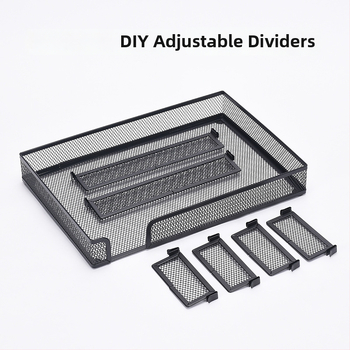 Kovový DIY organizér do kancelárie a držiak na ceruzky s táckou na potreby, prispôsobiteľný