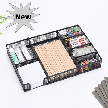 Kovový DIY organizér do kancelárie a držiak na ceruzky s táckou na potreby, prispôsobiteľný