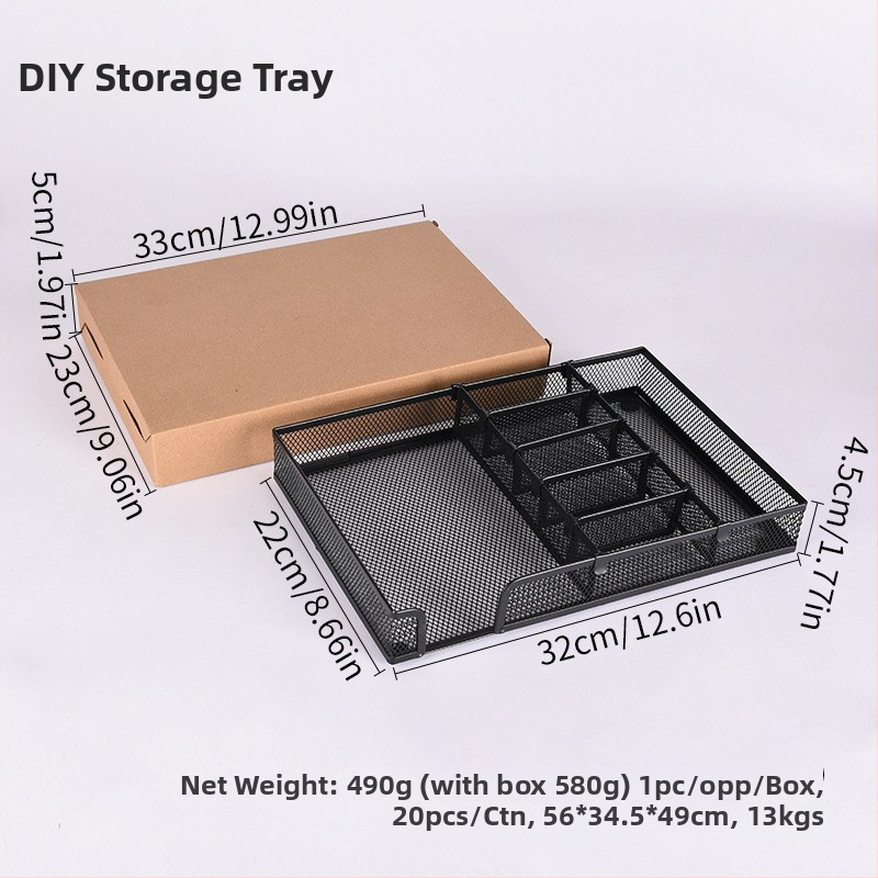 Kovový DIY organizér do kancelárie a držiak na ceruzky s táckou na potreby, prispôsobiteľný