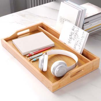 Sklopný drevený tác na posteľ s bambusovým úložným regálom a moderným minimalistickým detským študijným stolom