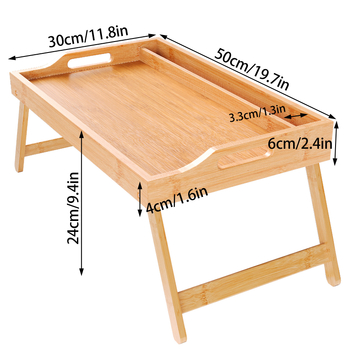 Sklopný drevený tác na posteľ s bambusovým úložným regálom a moderným minimalistickým detským študijným stolom