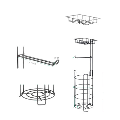 Suport vertical din metal pentru hârtie igienică, raft circular pentru baie, set de 9 buc.