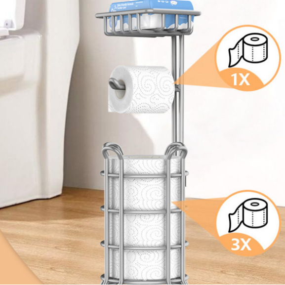 Suport vertical din metal pentru hârtie igienică, raft circular pentru baie, set de 9 buc.