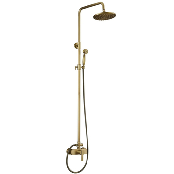 Meďový sprchový set, nástenné montáž, kruhová vrchná sprcha, chrómované prevedenie, dažďová funkcia