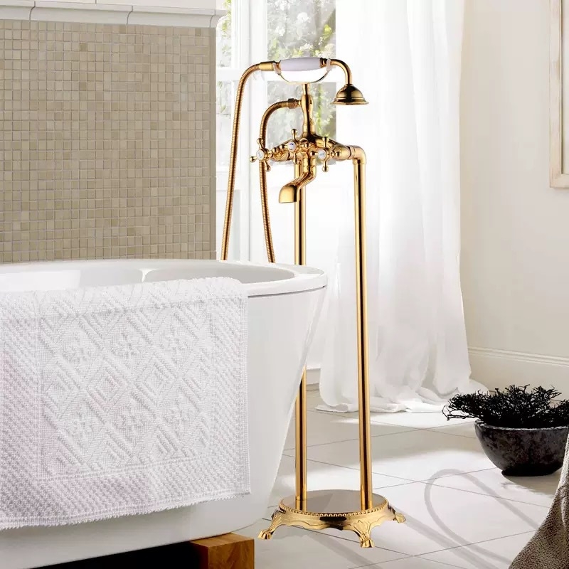 Meďový sprchový set, nástenné montáž, kruhová vrchná sprcha, chrómované prevedenie, dažďová funkcia