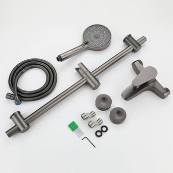 Смесител за вана от 304 неръждаема стомана, матов финиш, скрит монтаж в стената, смесване на гореща и студена вода, тройна конфигурация