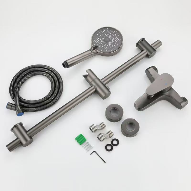 Robinet pentru cadă din oțel inoxidabil 304, finisaj periat, montaj încastrat în perete, amestec cald/rece, design triplu