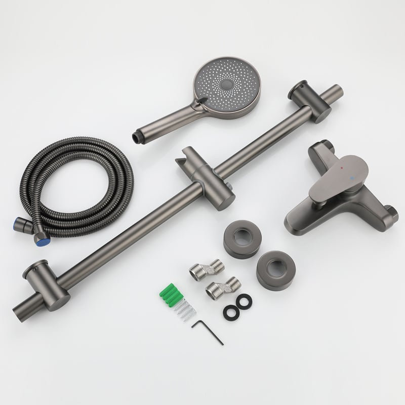 Смесител за вана от 304 неръждаема стомана, матов финиш, скрит монтаж в стената, смесване на гореща и студена вода, тройна конфигурация