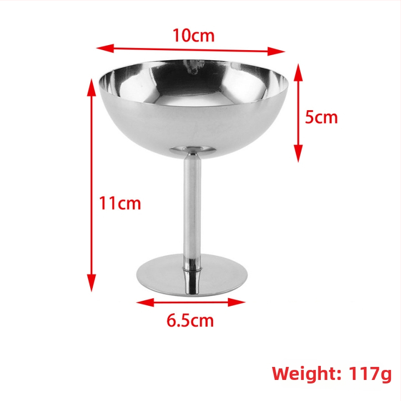 Nerūdijančio plieno desertinė taurė, vidus 304 / išorė 201, ekologiška, tinkama desertams, ledams ir pudingui, fotografijos rekvizitas maisto tinklaraštininkams