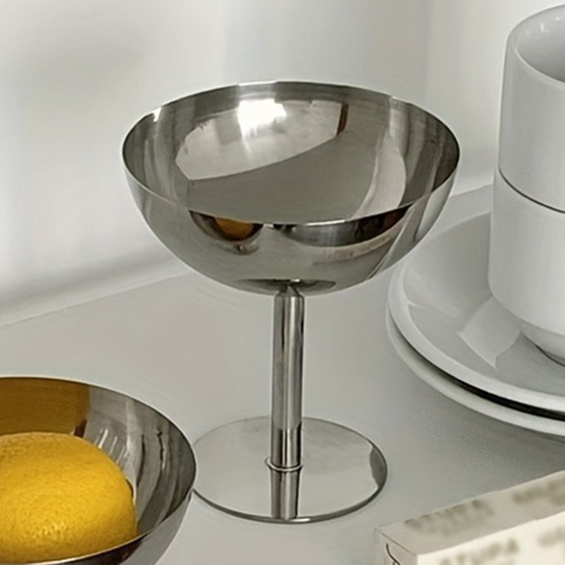 Dezertný pohár z nehrdzavejúcej ocele, vnútorný 304 / vonkajší 201, ekologický, vhodný na dezerty, zmrzlinu a puding, rekvizita na fotenie pre food blogerov