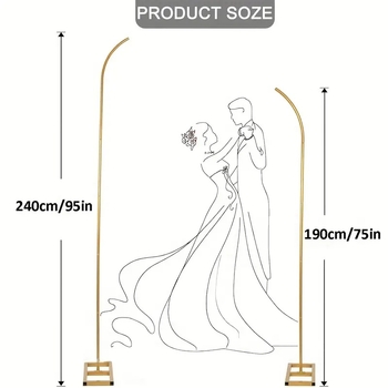 Železný svadobný oblúk, skladateľný s hviezdami a mesiacom, prispôsobiteľný, kartónové balenie, pre svadby