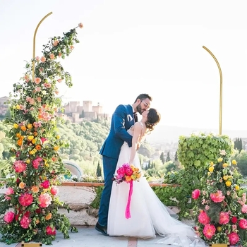 Železný svadobný oblúk, skladateľný s hviezdami a mesiacom, prispôsobiteľný, kartónové balenie, pre svadby