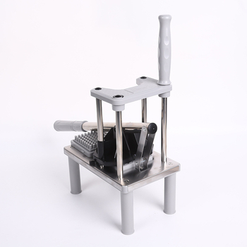 Viacúčelový krájač zeleniny s vertikálnym tlakom - Kuchynský nástroj na rezanie zemiakov na hranolky a plátky - Plastové telo, nerezové čepele