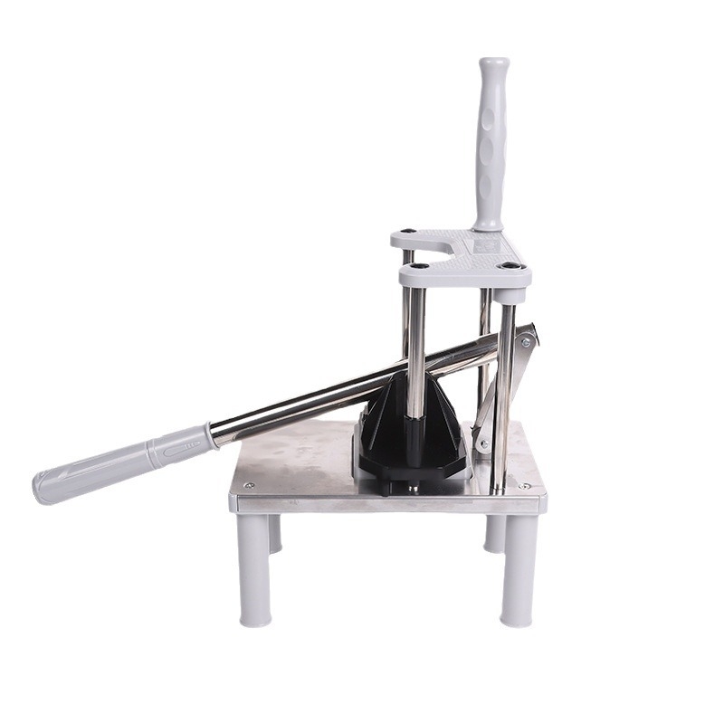 Viacúčelový krájač zeleniny s vertikálnym tlakom - Kuchynský nástroj na rezanie zemiakov na hranolky a plátky - Plastové telo, nerezové čepele