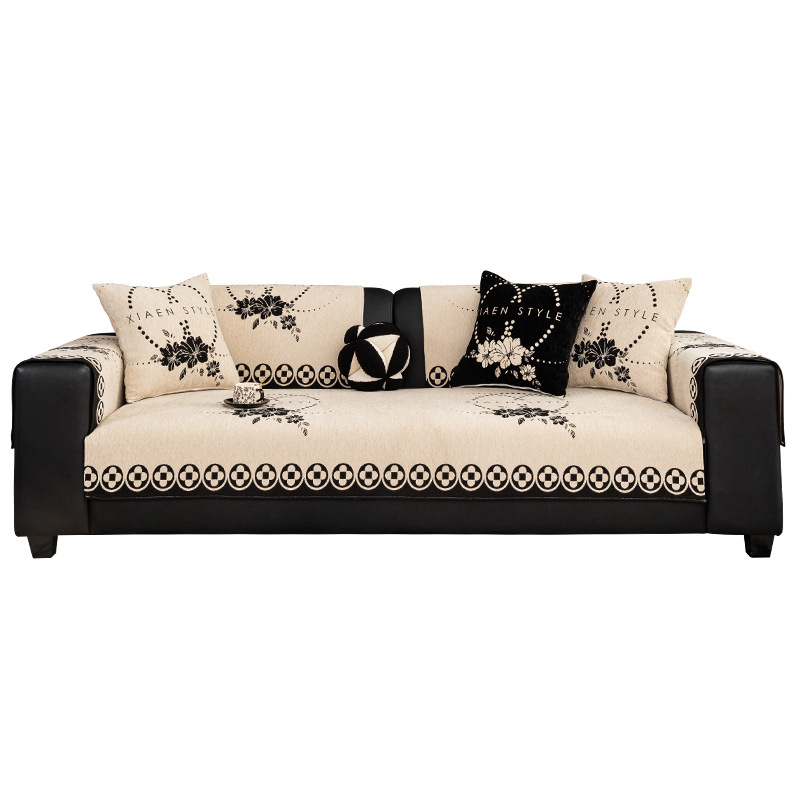 Μαξιλάρι καναπέ - Chenille υλικό, γαλλικό στυλ, για συνδυαστικό καναπέ, προσαρμόσιμο, μοτίβο φυτών και λουλουδιών