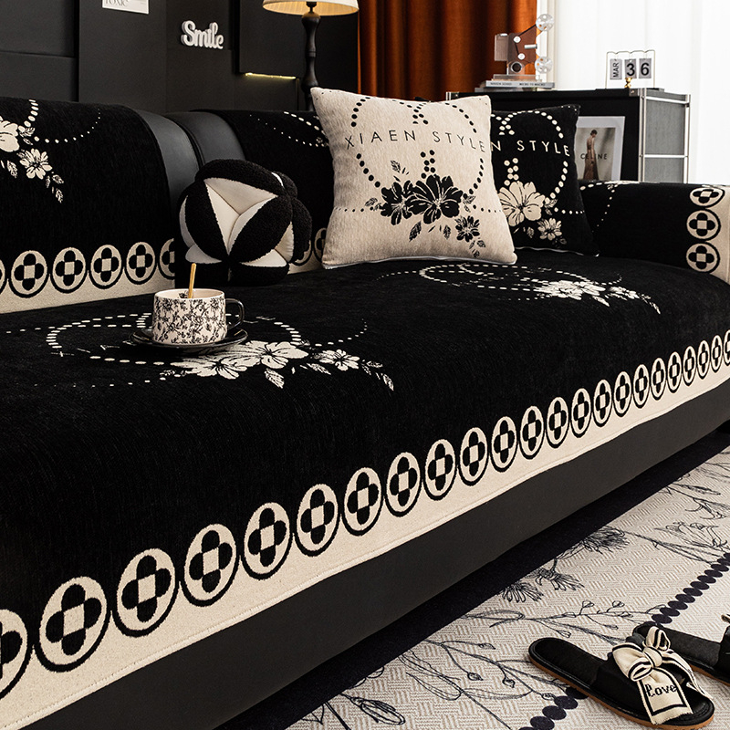 Μαξιλάρι καναπέ - Chenille υλικό, γαλλικό στυλ, για συνδυαστικό καναπέ, προσαρμόσιμο, μοτίβο φυτών και λουλουδιών