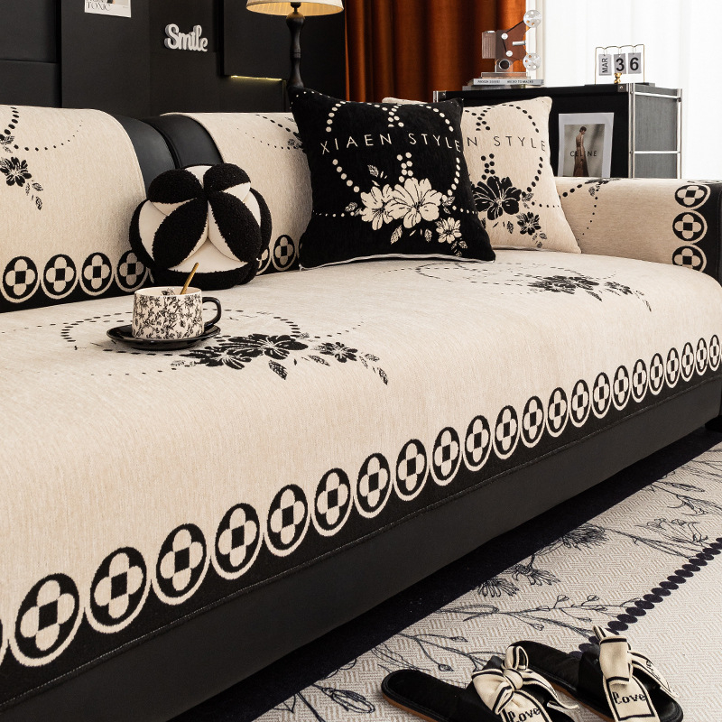 Μαξιλάρι καναπέ - Chenille υλικό, γαλλικό στυλ, για συνδυαστικό καναπέ, προσαρμόσιμο, μοτίβο φυτών και λουλουδιών