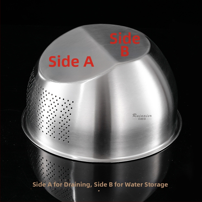 304 nerūsējošā tērauda drenāžas bļoda ar slīpu dibenu, bieza konstrukcija, daudzfunkcionāla dārzeņu, augļu un rīsu mazgāšanai