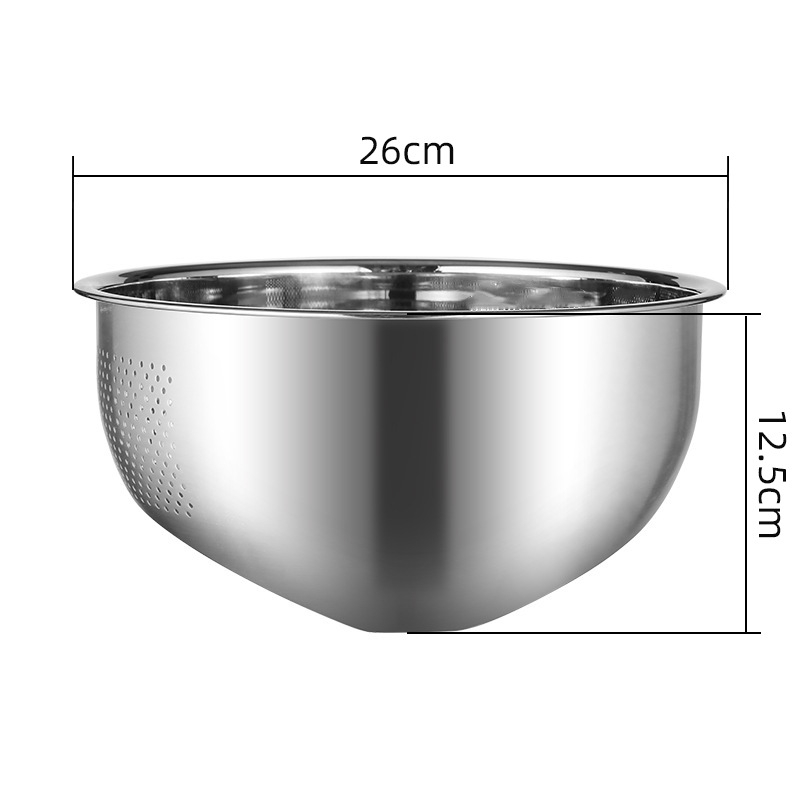 Odkvapkávací kôš z 304 nerezovej ocele so sklopeným dnom, zosilnený dizajn, určený na umývanie zeleniny, ovocia a preplachovanie ryže