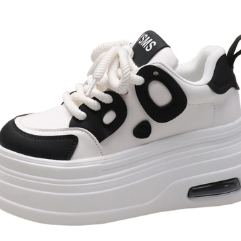 Ženské vyvýšené platformové tenisky: PU horná časť, gumová podrážka, injekčná technológia podrážky, PU stielka