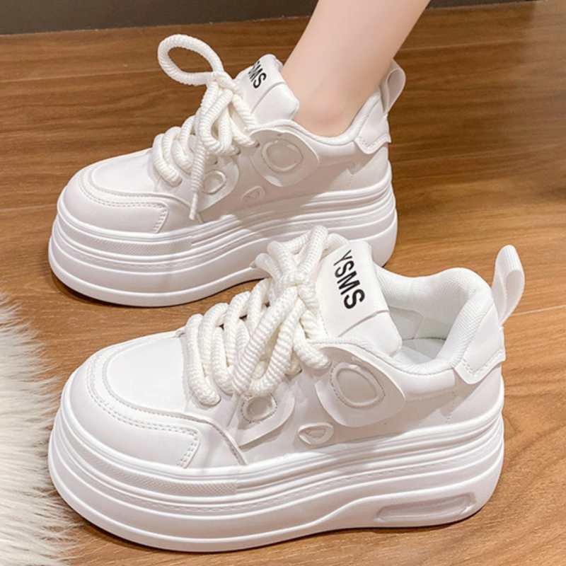 Ženské vyvýšené platformové tenisky: PU horná časť, gumová podrážka, injekčná technológia podrážky, PU stielka