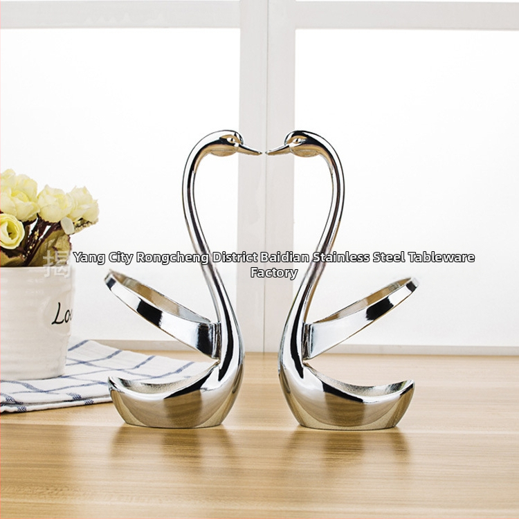 Stalo įrankių rinkinys: desertinis šaukštelis, kavos šaukštelis ir vaisių šakutė su saugojimo stovu, Korėjos stilius — Houyang prekės ženklas, vieno tono raštas, pirmosios klasės kokybė