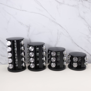 Viacvrstvový stojan na koreniny z nehrdzavejúcej ocele s otočnou platňou 360°, kompaktný dizajn