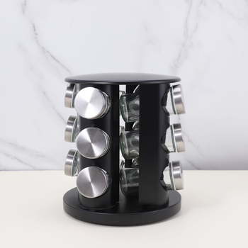 Viacvrstvový stojan na koreniny z nehrdzavejúcej ocele s otočnou platňou 360°, kompaktný dizajn