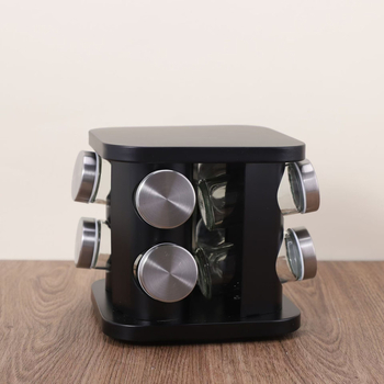 Viacvrstvový stojan na koreniny z nehrdzavejúcej ocele s otočnou platňou 360°, kompaktný dizajn