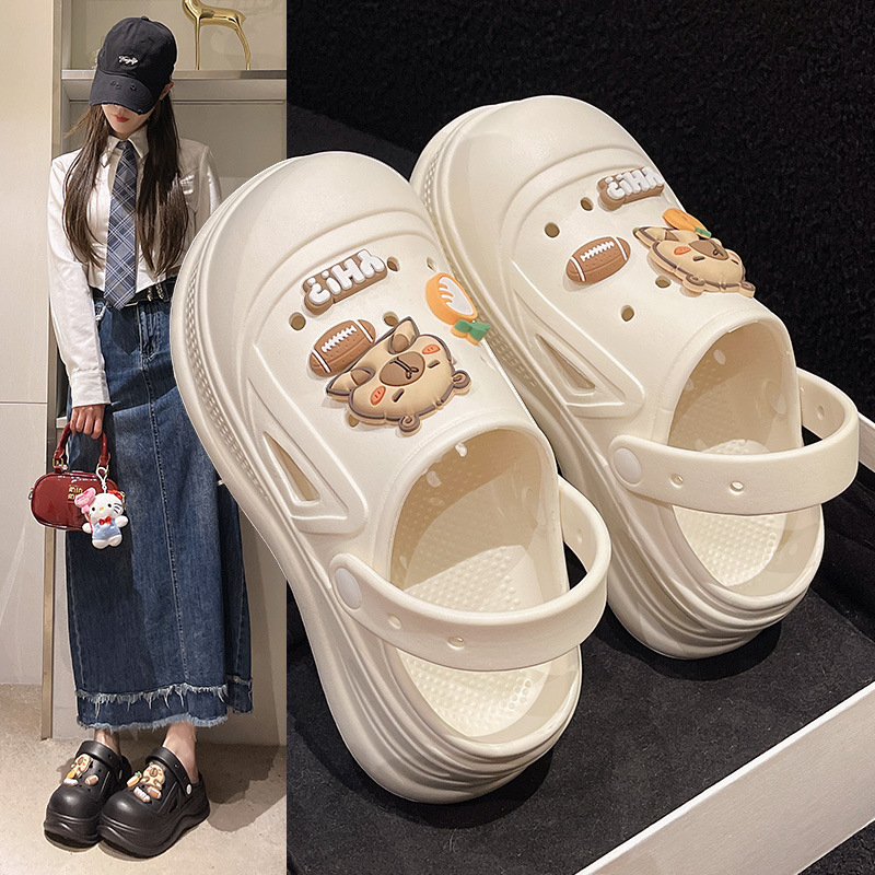 Moteriški skylėti bateliai – EVA viršus ir EVA padas, 5 cm pado storis, įpurškimo liejimas, pagerintas slydimo atsparumas, kasdienio laisvalaikio stilius