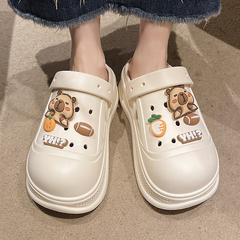 Moteriški skylėti bateliai – EVA viršus ir EVA padas, 5 cm pado storis, įpurškimo liejimas, pagerintas slydimo atsparumas, kasdienio laisvalaikio stilius