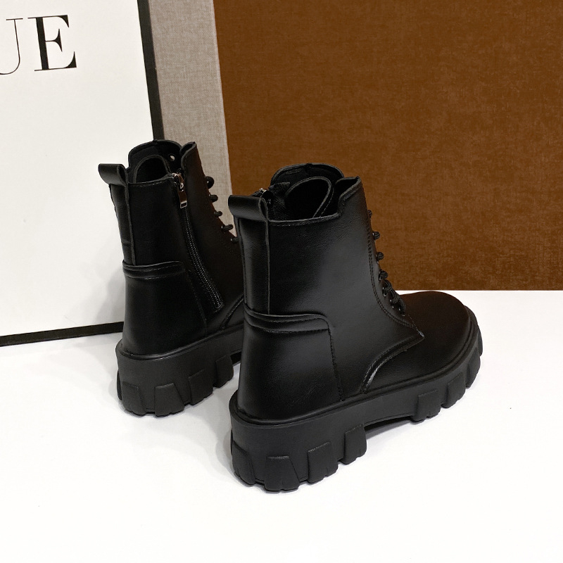 Moteriški Martins batai, korėjieško stiliaus, apvali nosis, šoninis užtrauktukas, vidutinio aukščio kulnas 3–5 cm